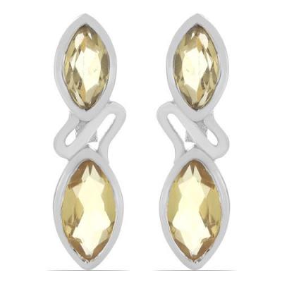 BUY 925 SILVER NATURAL LEMON TOPAZ GEMSTON EARRING